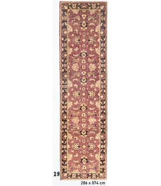 Dieprode handgeknoopte loper met klassiek bloemenpatroon – Wollen tapijt – 286 x 074 cm