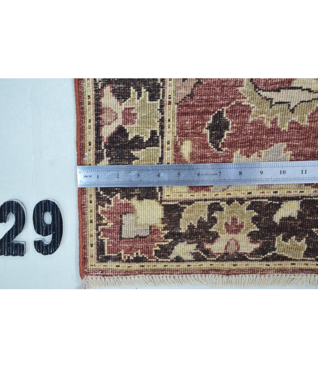 Dieprode handgeknoopte loper met klassiek bloemenpatroon – Wollen tapijt – 286 x 074 cm