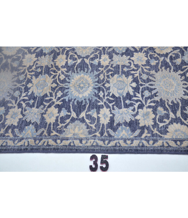 Hand-knotted Wool Runner Rug in Navy and Beige – 430 x 078 cm