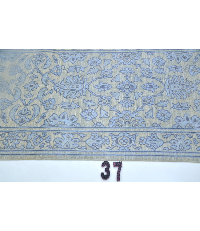 Oosterse loper – Traditioneel motief – 306x77 cm – Lichtblauw & zilvergrijs