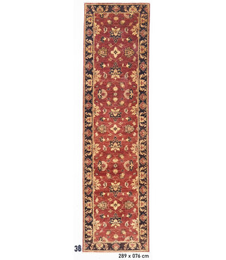 Orientalischer Läufer – Klassisches Ziegler-Design – 289 x 76 cm – Dunkelrot & Schwarz