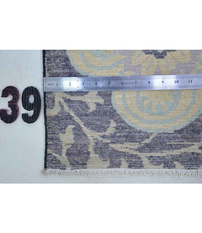 Modern Runner – Floral Pattern on Grey Base – 361 x 88 cm – Hand-Knotted Wool Rug