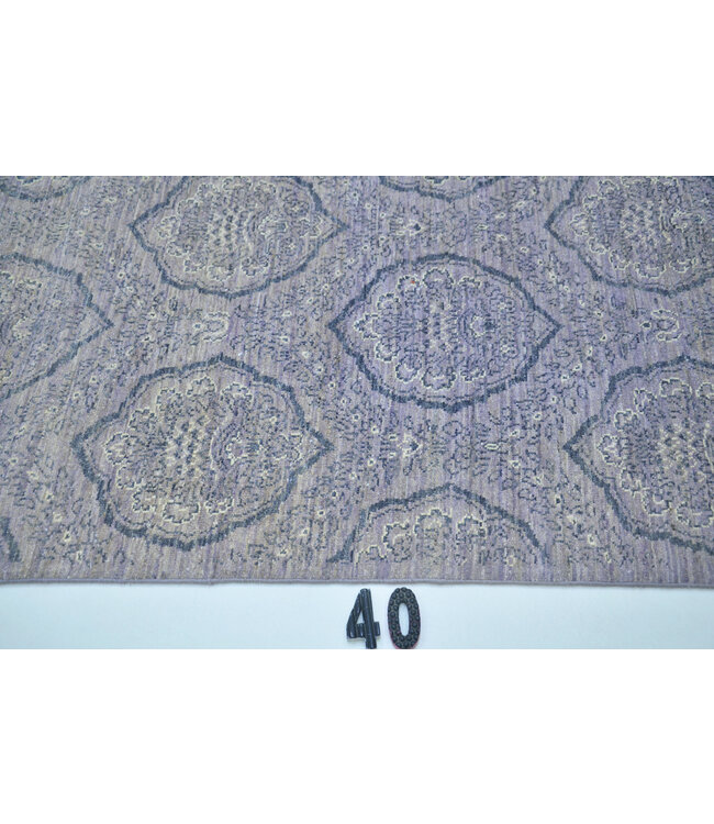 Eleganter Läufer – Orientalisches Medaillon-Design in Flieder und Silber – 487 x 79 cm – Handgeknüpft aus Wolle