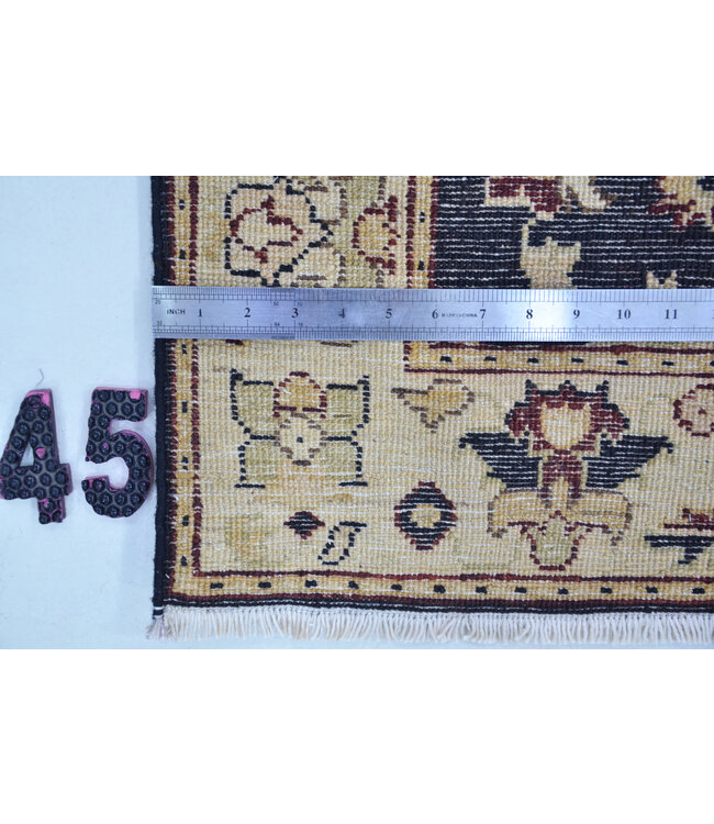 Orientalischer Läufer – Schwarz mit Creme und Bordeaux – 236 x 74 cm – Handgeknüpft aus Wolle