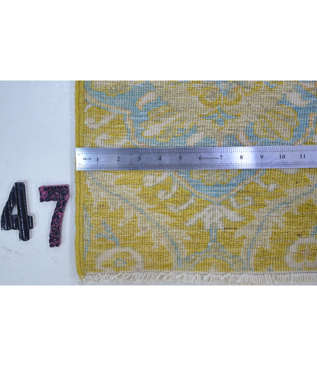 Orientalischer Läufer – Gelb, Hellblau und Creme – 295 x 93 cm – Handgeknüpft aus Wolle