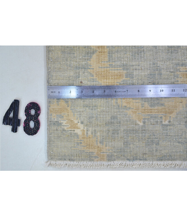 Modern Hand-Knotted Wool Rug – Grey & Beige Pattern – 147 x 90 cm