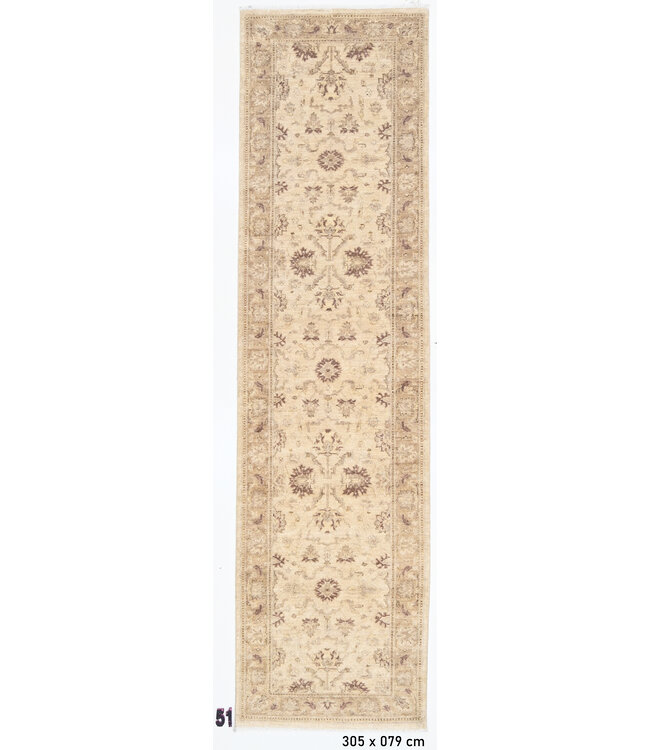 Runner – Hand-Knotted Wool Rug in Soft Earth Tones – 305 x 79 cm