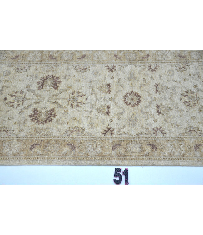 Loper – Handgeknoopt wollen tapijt in zachte aardetinten – 305 x 79 cm