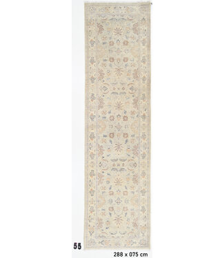 Läufer – Handgeknüpfter Wollteppich in sanften Pastellfarben – 288 x 75 cm