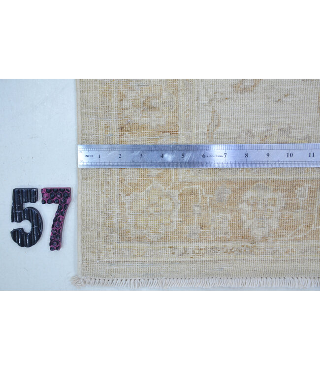 Loper – Handgeknoopt wollen tapijt in zachte neutrale tinten – 366 x 72 cm