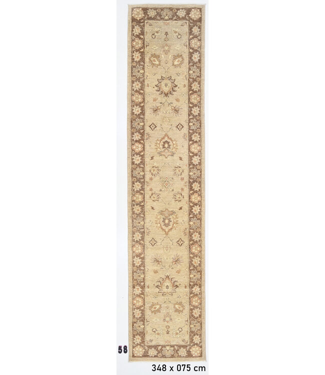 Runner – Hand-Knotted Wool Rug with Classic Floral Design – 348 x 75 cm