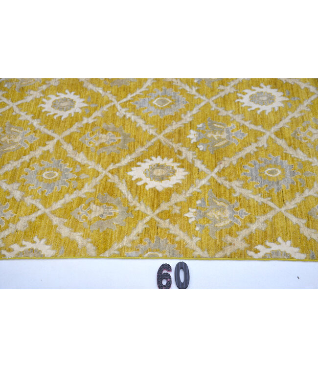 Runner – Hand-Knotted Wool Rug with Geometric Pattern – 361 x 74 cm
