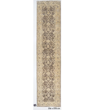 Läufer – Handgeknüpfter Wollteppich in warmen Braun-Beige-Tönen – 356 x 78 cm