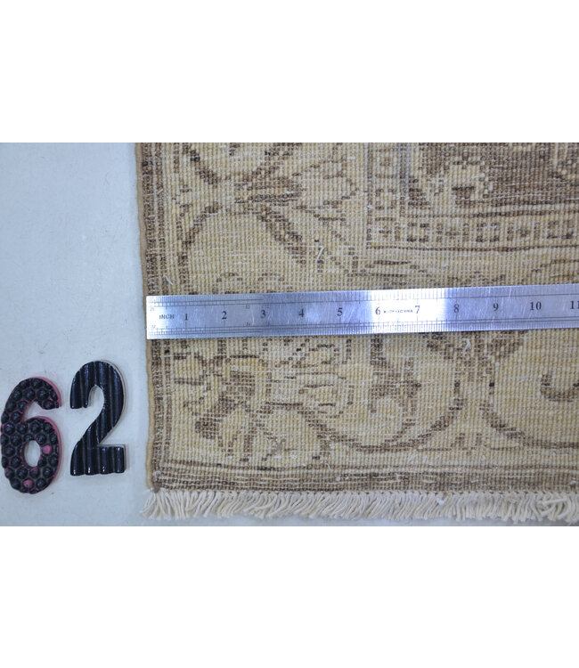 Runner – Hand-Knotted Wool Rug in Warm Brown-Beige Tones – 356 x 78 cm