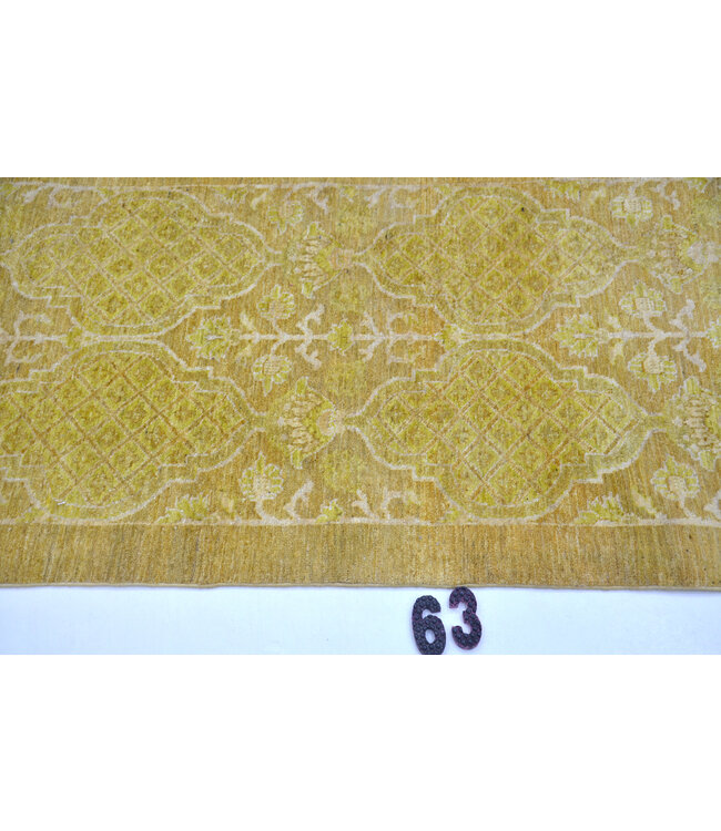 Runner – Hand-Knotted Wool Rug in Soft Golden Yellow Tones – 290 x 75 cm