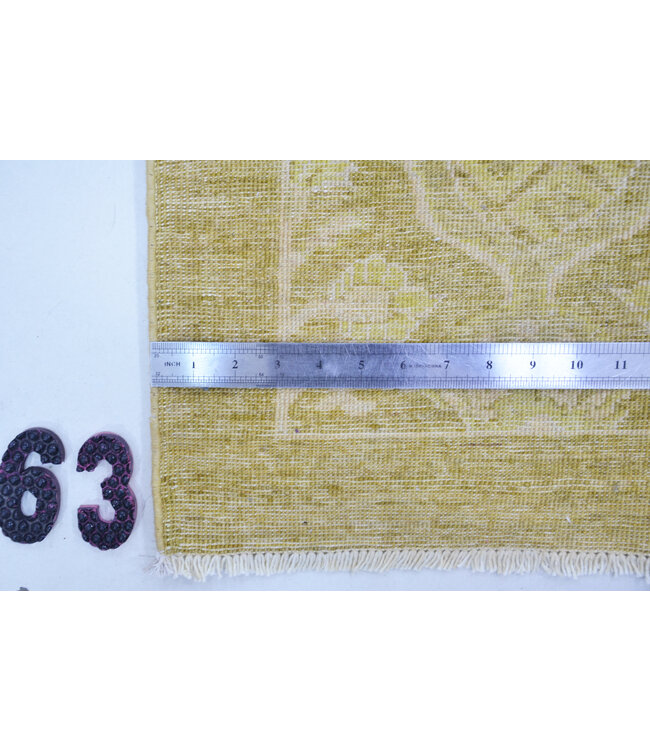 Loper – Handgeknoopt wollen tapijt in zachte goudgele tinten – 290 x 75 cm