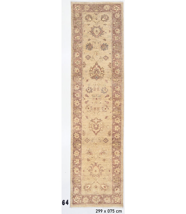 Loper – Handgeknoopt wollen tapijt met klassiek Ziegler-patroon – 299 x 75 cm