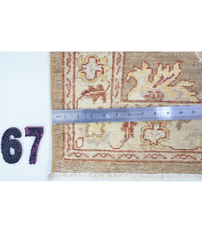 Runner – Hand-Knotted Wool Rug "Sultanabad" in Olive Green – 294 x 81 cm