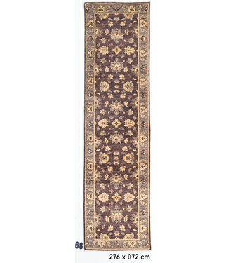 Läufer – Handgeknüpfter Wollteppich "Herati" in Schokoladenbraun – 276 x 72 cm