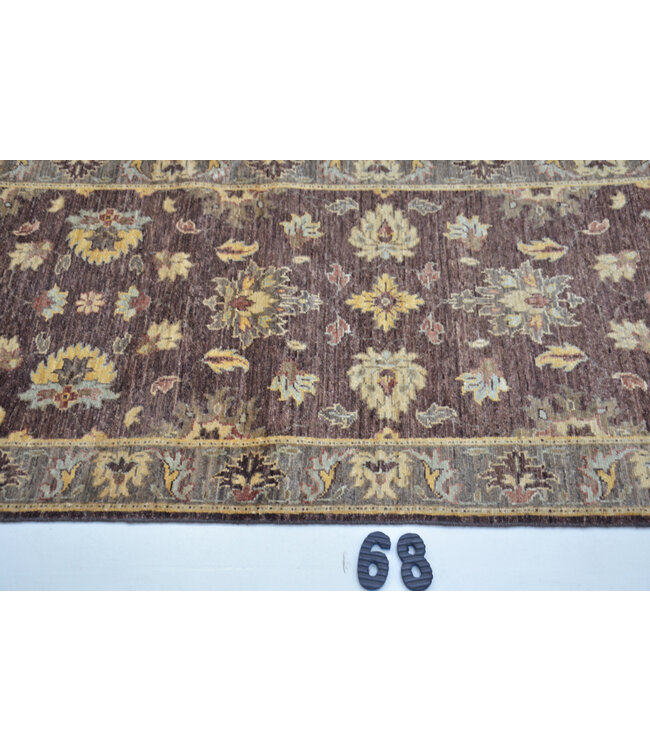 Runner – Hand-Knotted Wool Rug "Herati" in Chocolate Brown – 276 x 72 cm