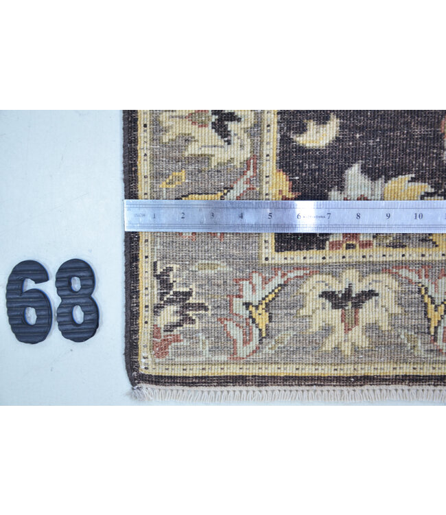 Runner – Hand-Knotted Wool Rug "Herati" in Chocolate Brown – 276 x 72 cm