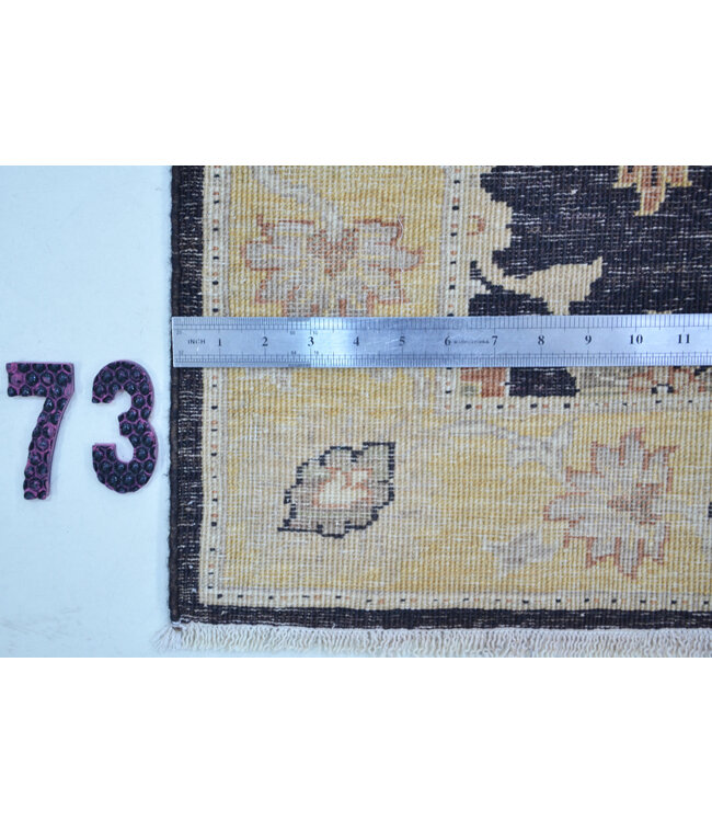 Runner – Hand-Knotted Wool Rug "Ziegler" in Black and Gold – 528 x 75 cm