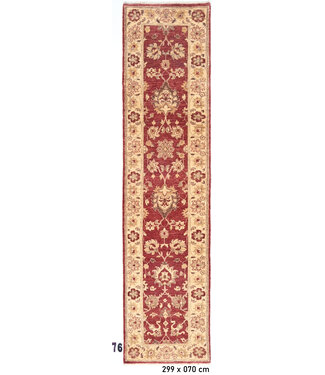Läufer – Handgeknüpfter Wollteppich "Ziegler" in Bordeauxrot – 299 x 70 cm