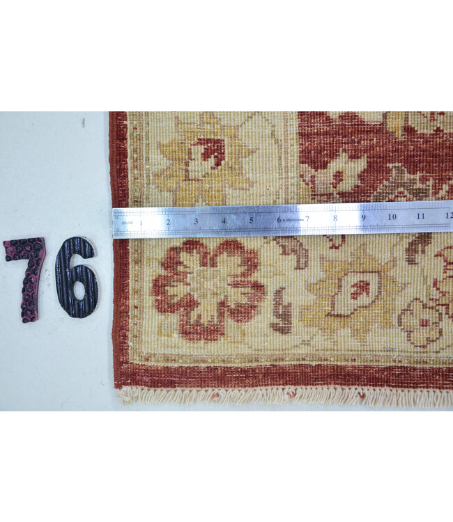 Runner – Hand-Knotted Wool Rug "Ziegler" in Bordeaux Red – 299 x 70 cm