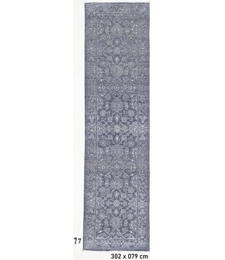 Läufer – Handgeknüpfter Wollteppich "Herati" in Grau – 302 x 79 cm