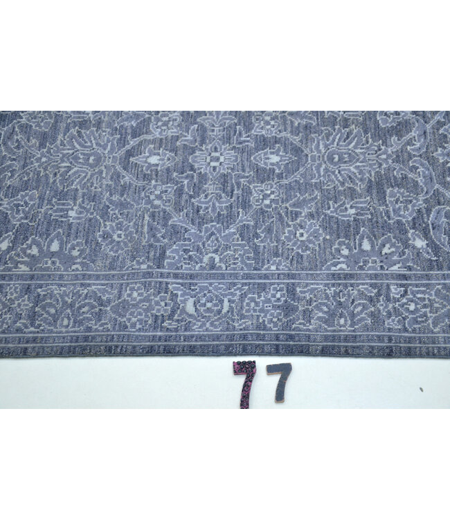 Loper – Handgeknoopt wollen tapijt "Herati" in grijs – 302 x 79 cm