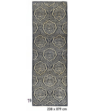 Läufer – Handgeknüpfter Wollteppich "Königliches Medaillon Schwarz" – 238 x 79 cm