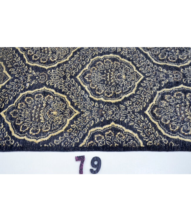 Runner – Hand-Knotted Wool Rug "Royal Medallion Black" – 238 x 79 cm