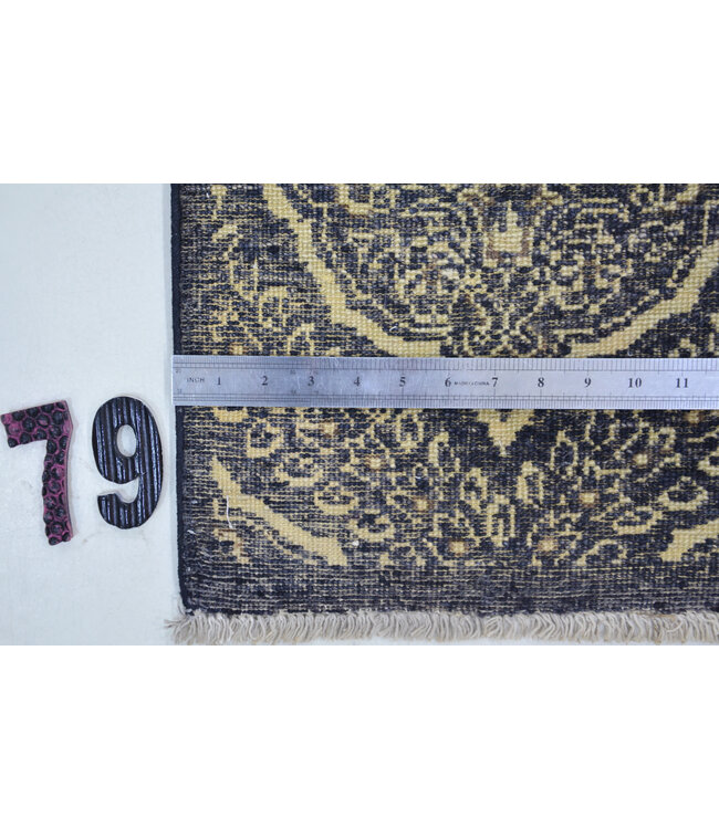 Runner – Hand-Knotted Wool Rug "Royal Medallion Black" – 238 x 79 cm