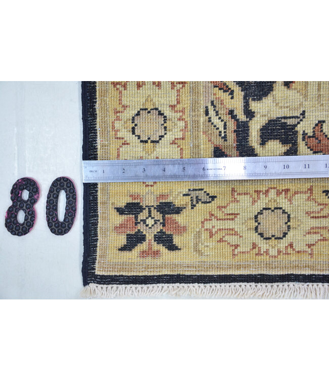 Läufer – Handgeknüpfter Wollteppich "Klassisches Herati Schwarz-Beige" – 298 x 72 cm