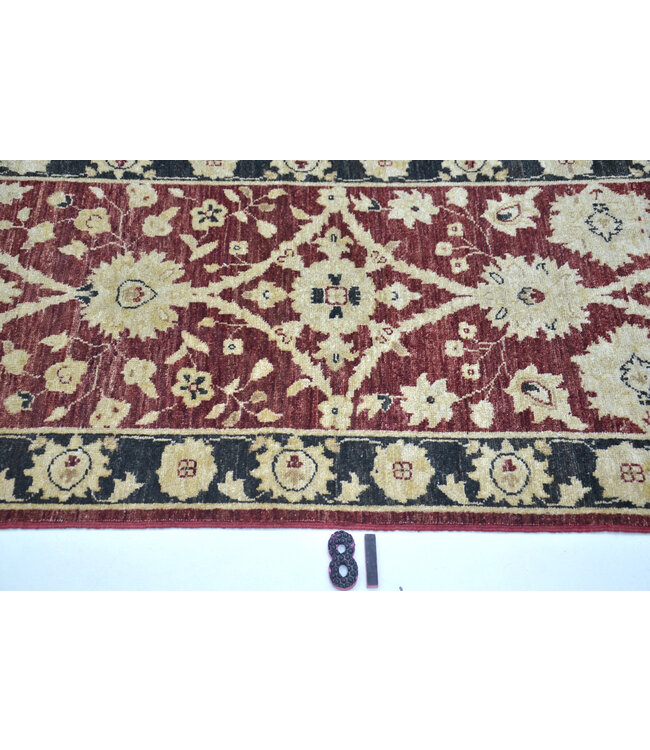 Runner – Hand-Knotted Wool Rug "Ziegler Red-Black" – 415 x 77 cm