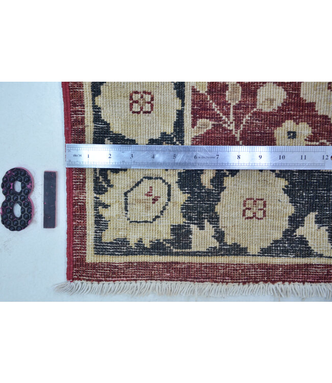 Runner – Hand-Knotted Wool Rug "Ziegler Red-Black" – 415 x 77 cm