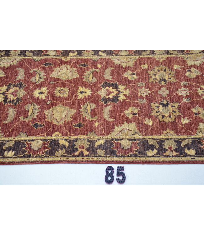 Loper – Handgeknoopt wollen tapijt "Ziegler Rood-Zwart" – 524 x 73 cm