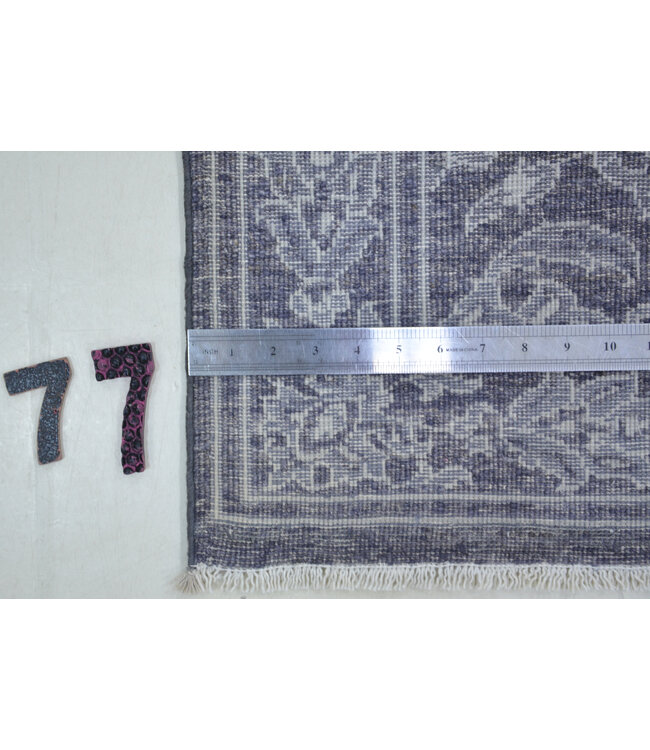 Runner – Hand-Knotted Wool Rug "Herati" in Grey – 302 x 79 cm