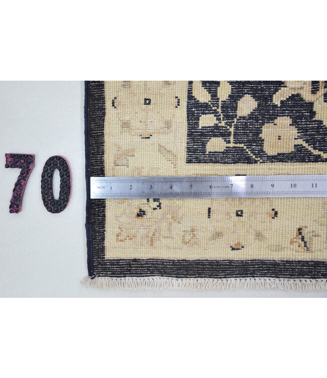 Läufer – Handgeknüpfter Wollteppich "Ziegler" in Schwarz und Beige – 291 x 70 cm