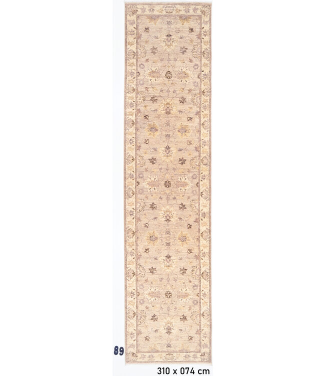 Loper – Handgeknoopt wollen tapijt "Beige Harmony" – 310 x 074 cm