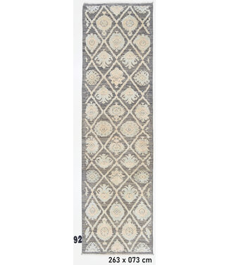 Läufer – Handgeknüpfter Wollteppich "Soft Diamond Grey" – 263 x 073 cm