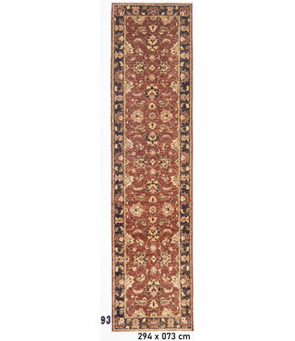 Läufer – Handgeknüpfter Wollteppich "Rustic Red Garden" – 294 x 073 cm