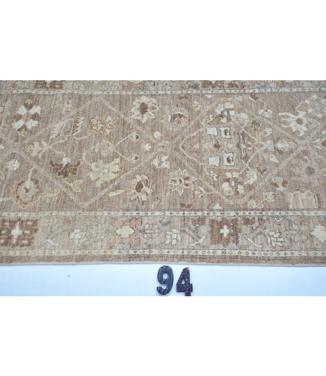 Runner – Hand-Knotted Wool Rug "Soft Taupe Garden" – 217 x 074 cm