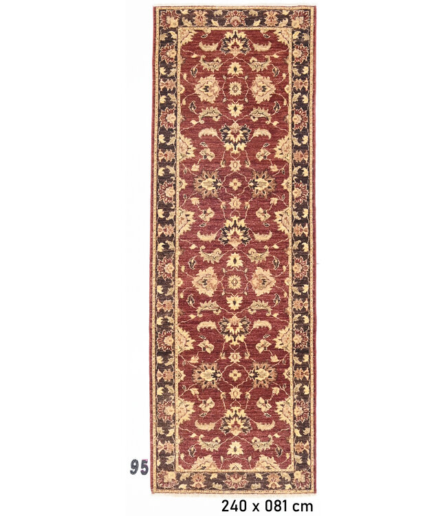 Loper – Handgeknoopt wollen tapijt "Royal Red Classic" – 240 x 081 cm