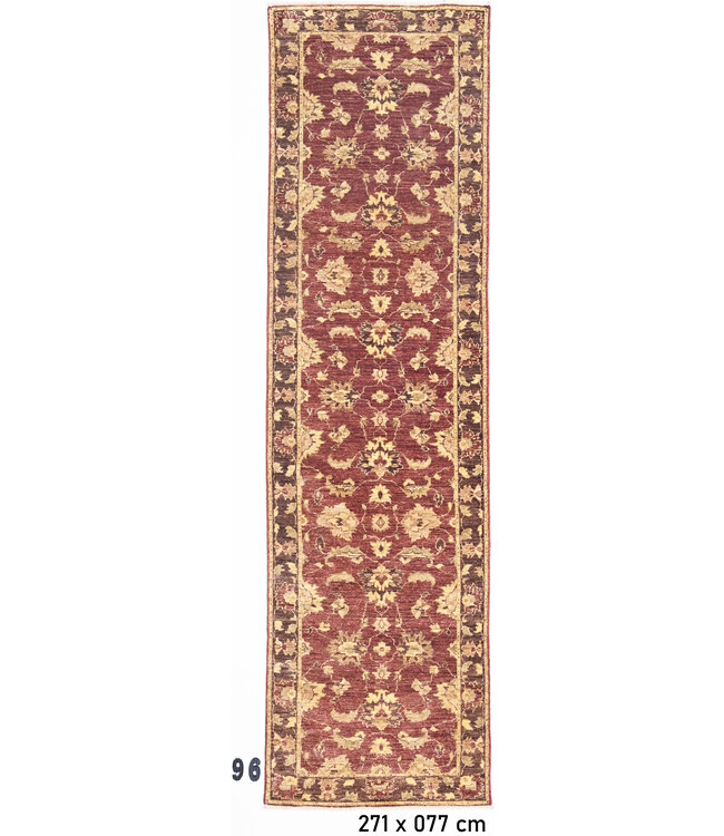 Loper – Handgeknoopt wollen tapijt "Bordeaux Elegance" – 271 x 077 cm