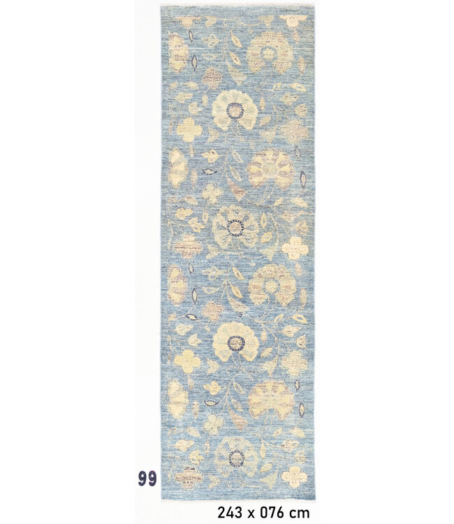 Runner – Hand-Knotted Wool Rug "Sky Garden" – 243 x 076 cm