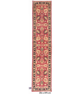 Vintage Roter Handgeknüpfter Wollteppich - Ziegler Muster - 354 x 75 cm