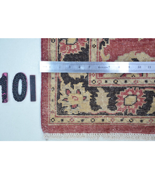 Vintage Red Hand-Knotted Wool Rug - Ziegler Pattern - 354 x 75 cm