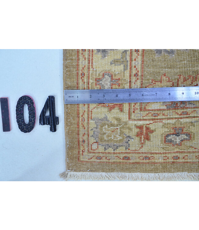 Antique Olive Green Hand-Knotted Wool Rug - Ziegler Pattern - 350 x 80 cm