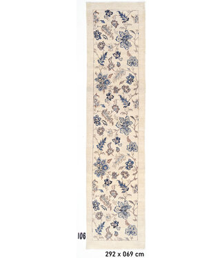 Kreemde Wol Handgeknoopt Tapijt - Vintage Patroon - 292 x 69 cm